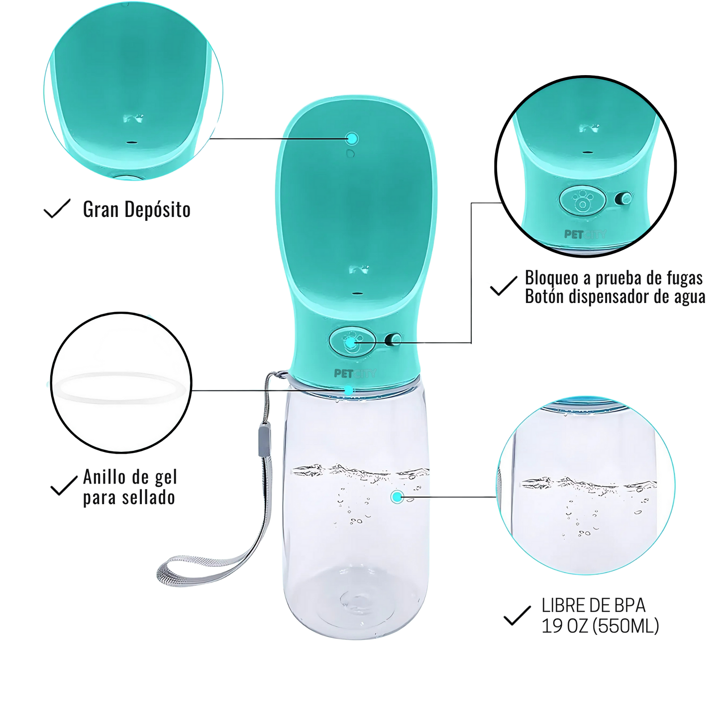 Petbottle® Botella portátil automática para mascotas